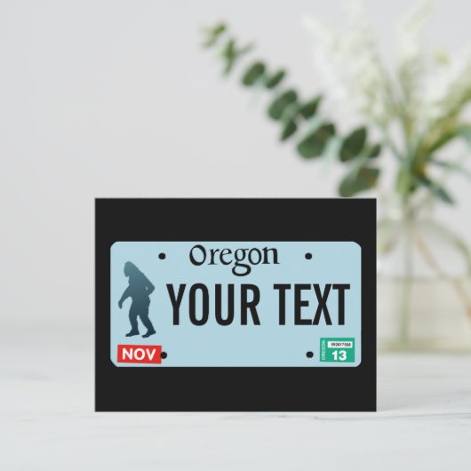 Oregon Sasquatch License Plate Postkarte (Stehend Vorderseite)