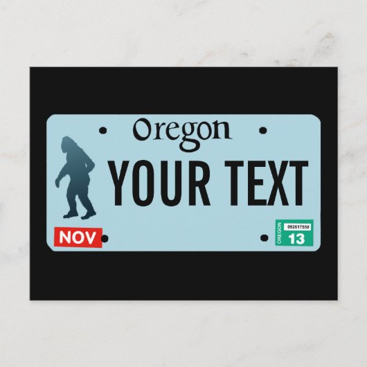 Oregon Sasquatch License Plate Postkarte (Vorderseite)