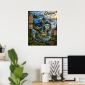 Oregon-Schädel-Kunstprint | State of Mind Poster (Heimbüro)