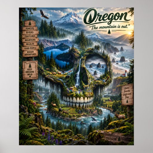 Oregon-Schädel-Kunstprint | State of Mind Poster (Vorne)