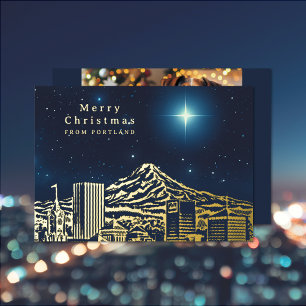 Oregon Skyline Weihnachtsfoto Folien-Weihnachtskar Folien Feiertagskarte