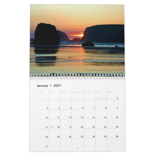 Oregon-Sonnenuntergänge Kalender (Jan 2027)
