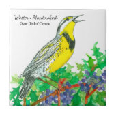 Oregon Souvenir Meadowlark Botanical Fliese (Vorderseite)