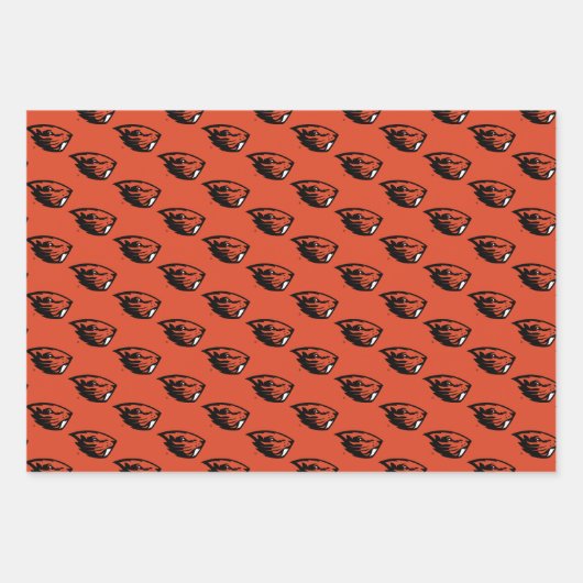 Oregon Staat Beavers | Biberkopf Geschenkpapier Set (Vorderseite)
