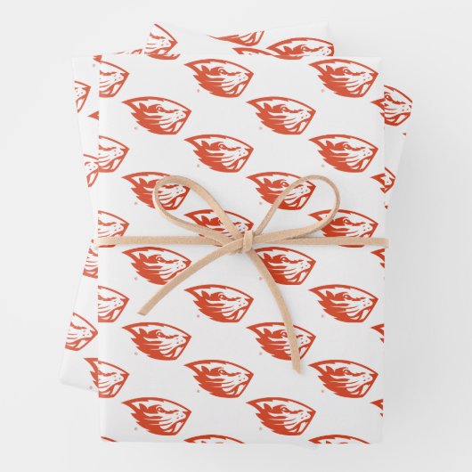 Oregon Staat Beavers | Biberkopf Geschenkpapier Set (Beispiel)