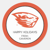 Oregon Staat Beavers | Biberkopf Runder Aufkleber (Vorderseite)