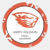 Oregon Staat Beavers | Biberkopf Runder Aufkleber (Vorderseite)