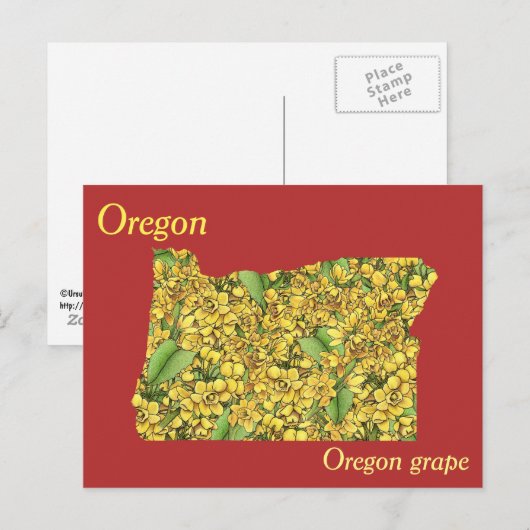 Oregon Staat Blume Collage Map Postkarte (Vorne/Hinten)