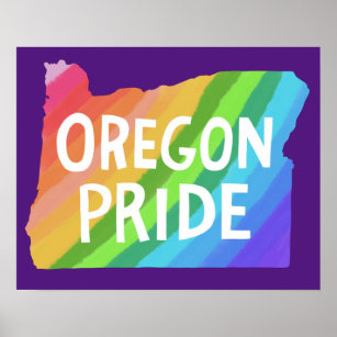 Oregon Staat Illustrierte Karte PRIDE RAINBOW Poster