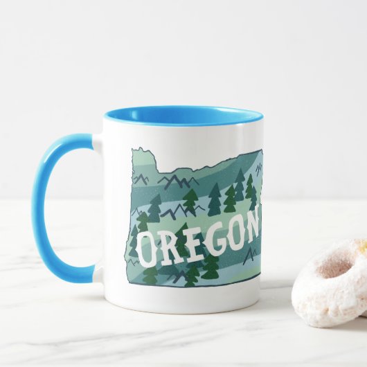 Oregon Staat Karte Beschreibung Tasse (Mit Donut)