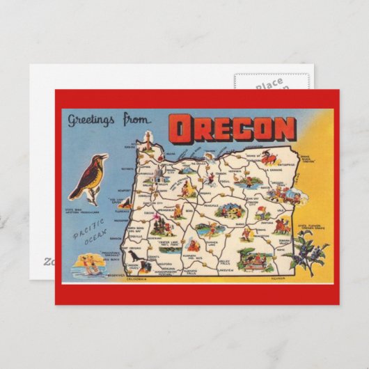 Oregon Staat Karte Postkarte (Vorne/Hinten)