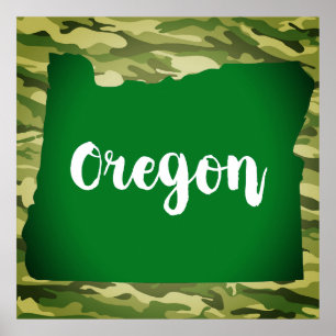 Oregon Staat Silhouette Camouflage Wall Poster