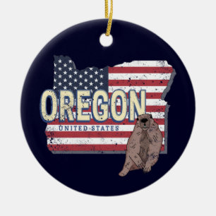 Oregon Staat United Staaten Retro Map USA Souvenir Keramik Ornament