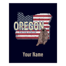 Oregon Staat United Staaten Retro Map USA Souvenir