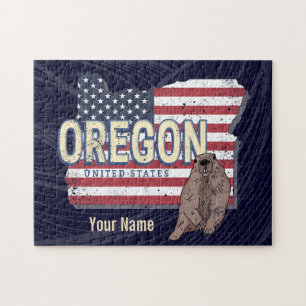 Oregon Staat United Staaten Retro Map USA Souvenir Puzzle