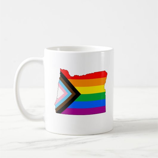 Oregon Staatsstolz LGBTQ Progress Prix Kaffeetasse (Links)