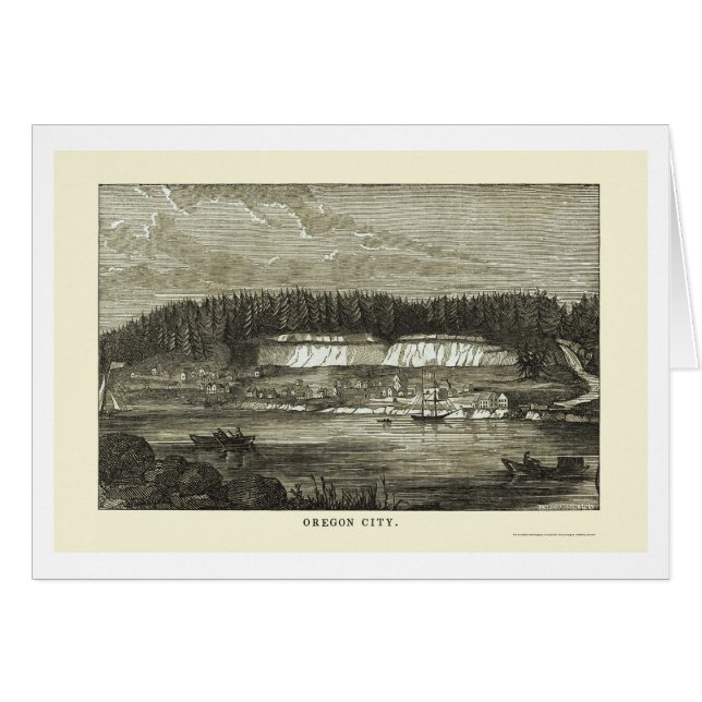 Oregon-Stadt ODER panoramische Karte - 1850 (Vorderseite (Horizontal))