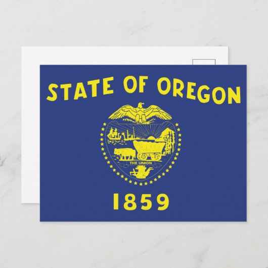 Oregon State Flag Two Sided Seal & Pioneer Postkarte (Vorne/Hinten)