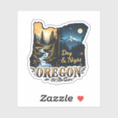 Oregon State Sticker | Day & Night Landscape Art (Blatt)