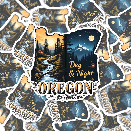 Oregon State Sticker | Day & Night Landscape Art