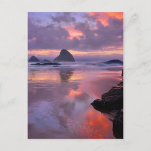 Oregon Strand und Meeressteine, Sonnenuntergang Postkarte