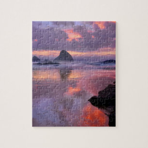 Oregon Strand und Meeressteine, Sonnenuntergang Puzzle