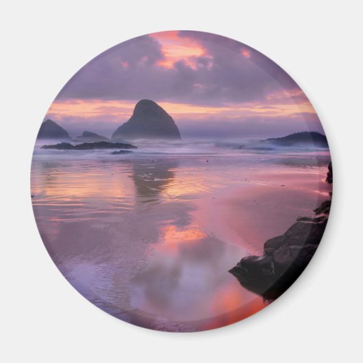 Oregon Strand und Seestacks, Sonnenuntergang Magnet (Vorne)