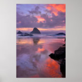 Oregon Strand und Seestacks, Sonnenuntergang Poster (Vorne)