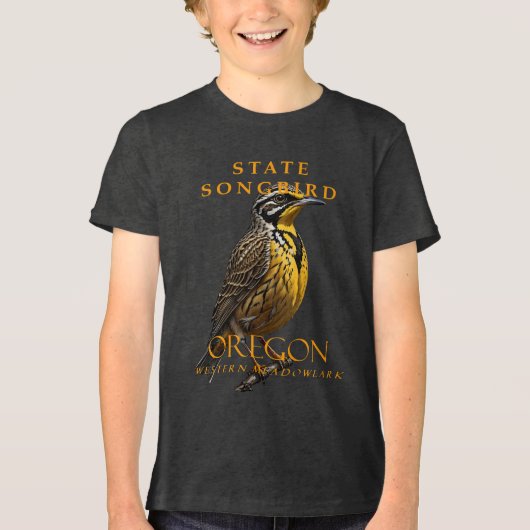 Oregon Territory Songbird Der Western Meadowlark Tri-Blend Shirt (Vorderseite)