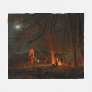Oregon Trail Conestoga-Wagen Mondlicht Lagerfeuer Fleecedecke