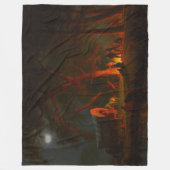 Oregon Trail Conestoga Wagon Moonlight Campingplat Fleecedecke (Vorderseite)