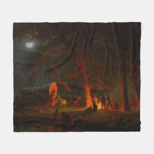 Oregon Trail Conestoga Wagon Moonlight Campingplat Fleecedecke (Vorderseite (Horizontal))