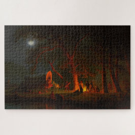 Oregon Trail Conestoga Wagon Moonlight Campingplat Puzzle