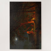 Oregon Trail Conestoga Wagon Moonlight Campingplat Puzzle (Vertikal)