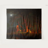 Oregon Trail Conestoga Wagon Moonlight Campingplat Wandteppich (Vorderseite (Horizontal))