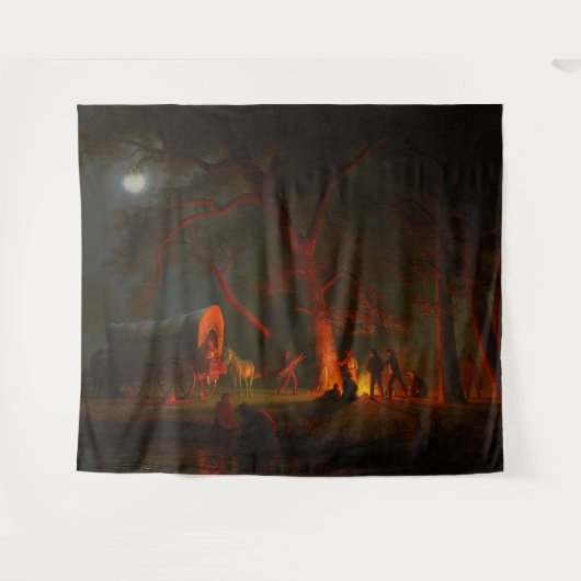 Oregon Trail Conestoga Wagon Moonlight Campingplat Wandteppich (Vorderseite (Horizontal))