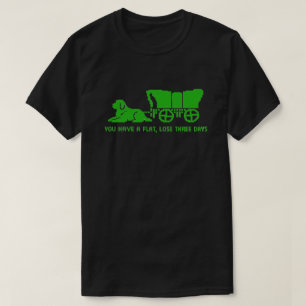 Oregon Trail Neufundländer flacher Stil T-Shirt