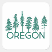 Oregon Trees Quadratischer Aufkleber (Vorderseite)