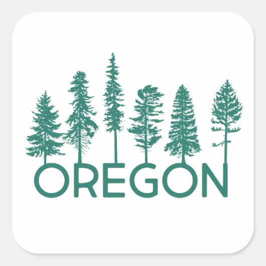 Oregon Trees Quadratischer Aufkleber (Vorderseite)