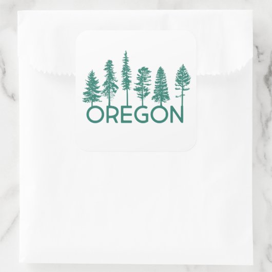 Oregon Trees Quadratischer Aufkleber (Tasche)