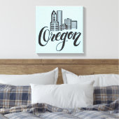 Oregon Typografie Design Leinwanddruck (Insitu (Schlafzimmer))