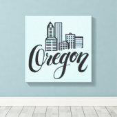Oregon Typografie Design Leinwanddruck (Insitu (Holzboden))