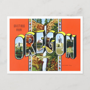 Oregon Vintag Big Letters Postcard Postkarte