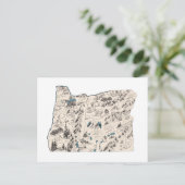 Oregon Vintag Picture Map Staat Chart Postkarte (Stehend Vorderseite)