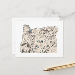 Oregon Vintag Picture Map Staat Chart Postkarte