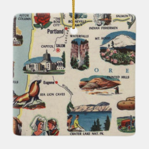 Oregon Vintag Touristenkarte Keramikornament