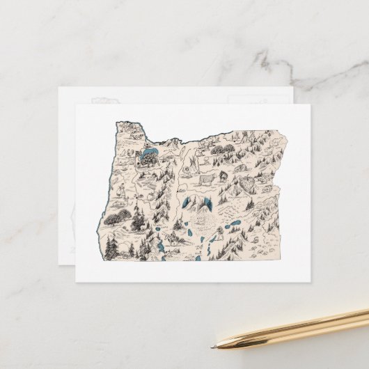 Oregon Vintage-Bildkarte Antique-Staatskarte Postkarte (Vorderseite/Rückseite Beispiel)