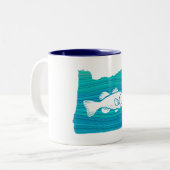 Oregon Wave Fishing Zweifarbige Tasse (Vorderseite Links)