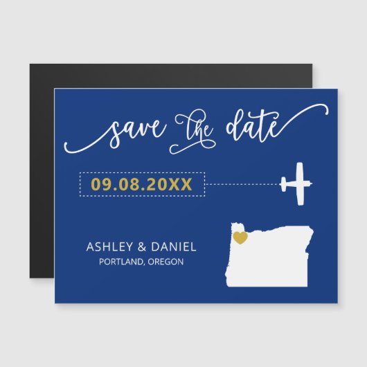 Oregon Wedding Save the Date Card, Karte (Vorne/Hinten)