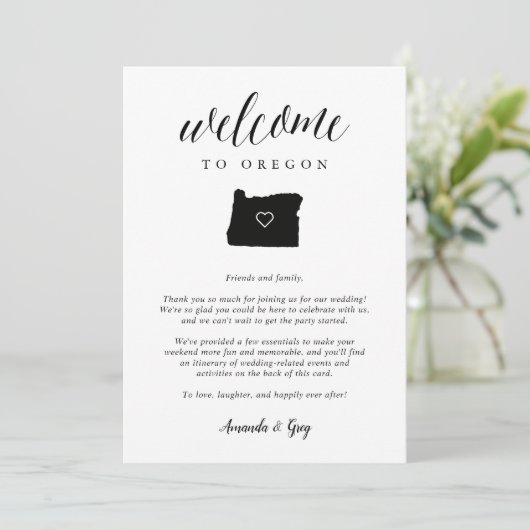 Oregon Wedding Welcome Letter & Itinerary (Stehend Vorderseite)